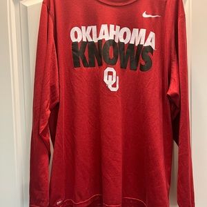 Men's Oklahoma sooners Nike dry fit, long sleeve shirt